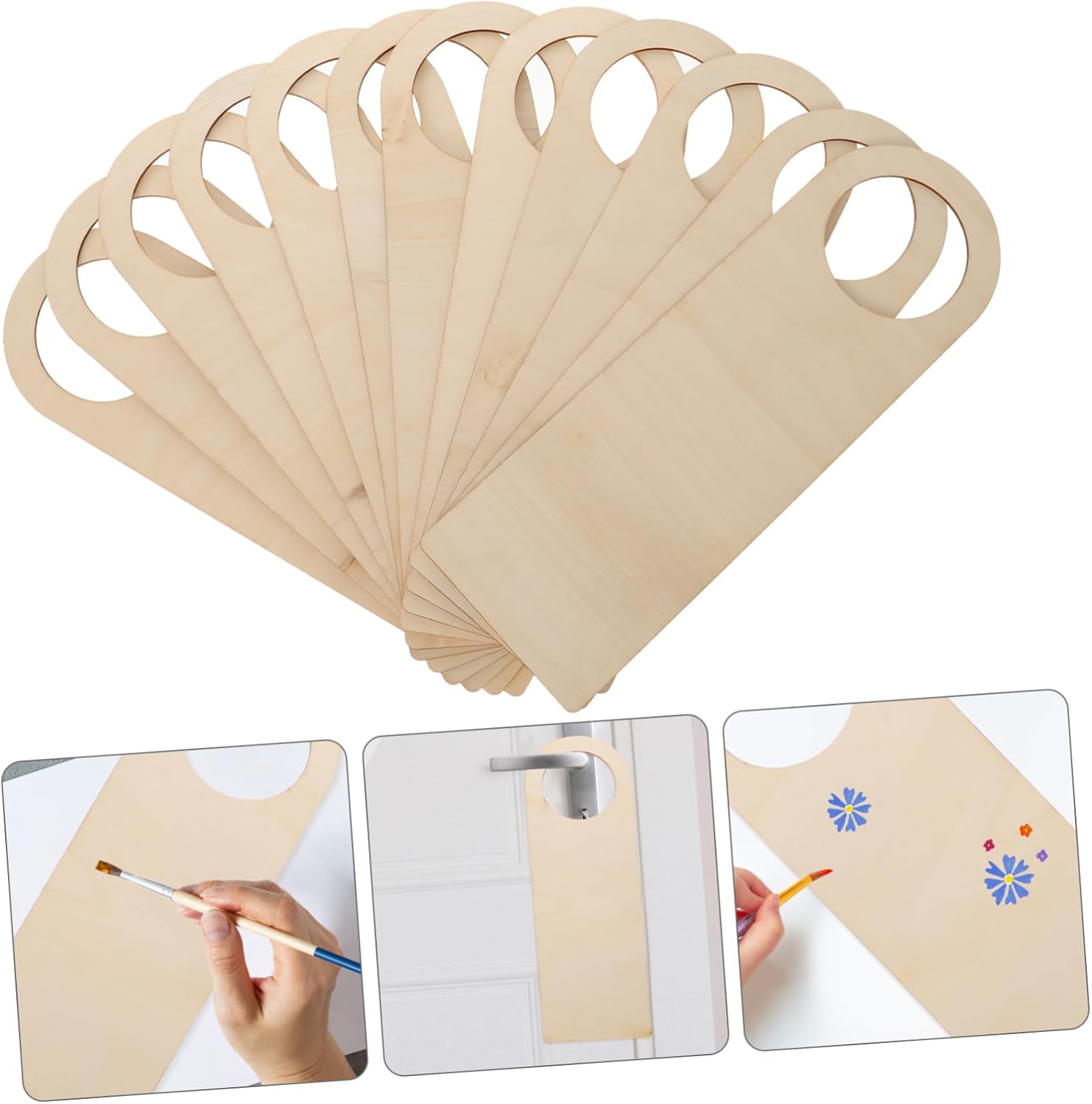 12pcs Door Decor Sign Please Ring Doorbell Wooden Door Hangers Classroom Decor