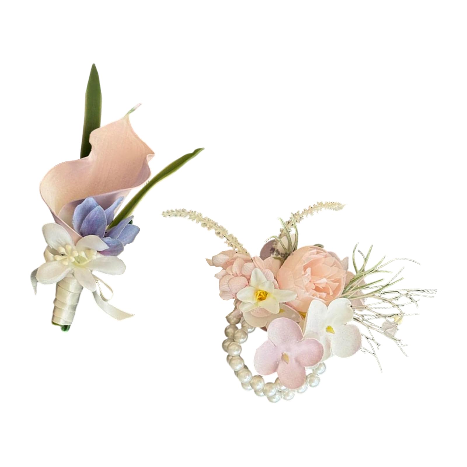 Msioytog Calla Corsage Flower Boutonnieres for Wedding, Proms, Anniversaries, Ceremonies and Beach Parties Artificial Flowers Bridal Groom Wedding Brooch Flower