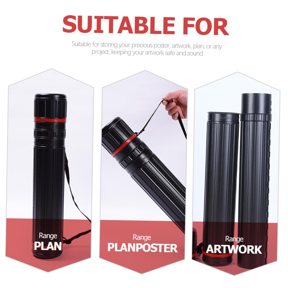 Tofficu 3pcs Extendable Artist Storage Tube Telescopic Painting Tube Plastic Reusable Drafting