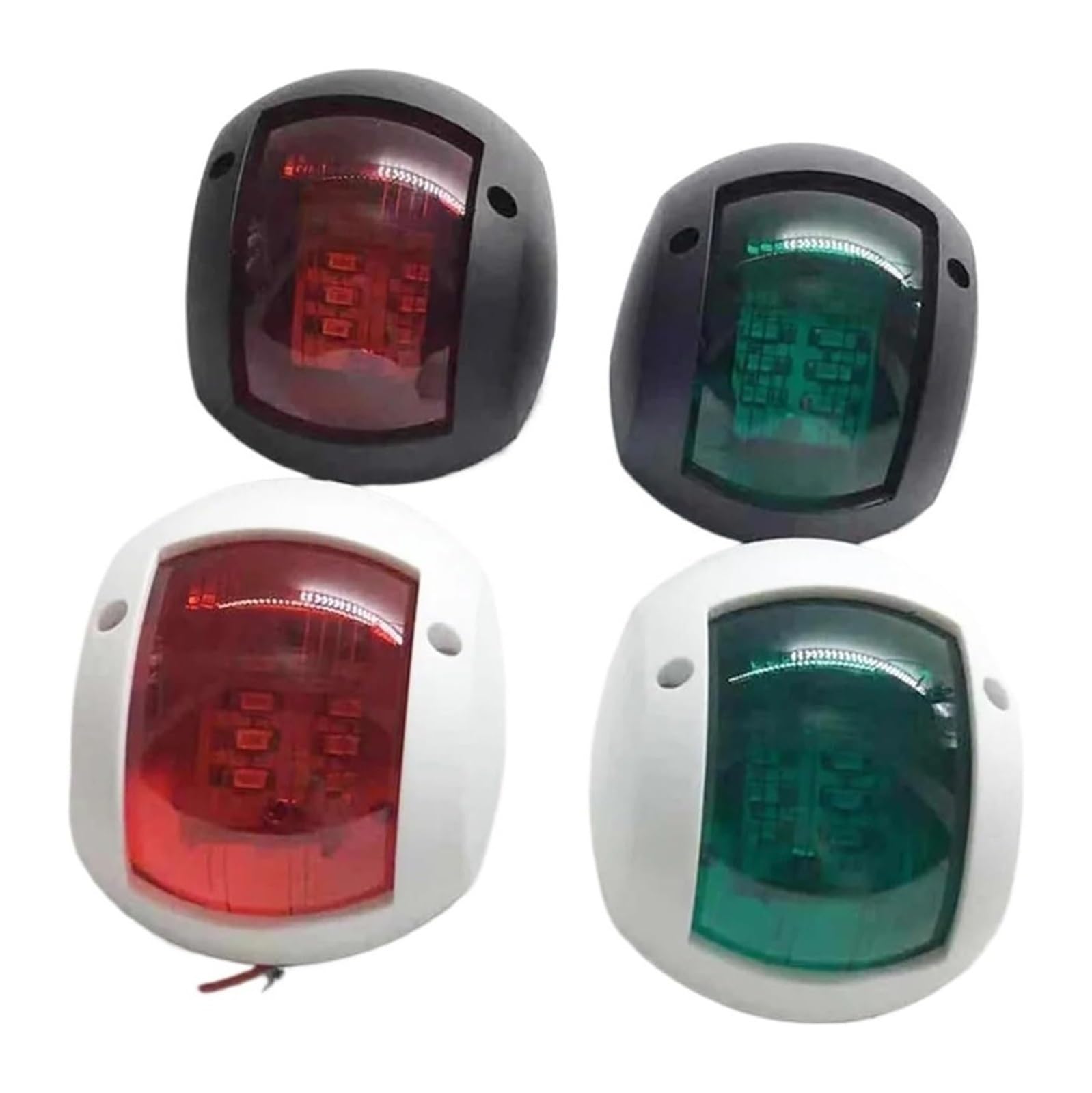 Bootsnavigationslicht Signallampe, Rot-grüne LED-Schiffsnavigationslichter 12V 24V 2 Stück mehrfarbig(White)
