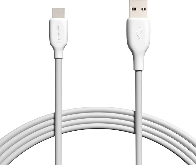 Amazon Basics USB-C 2.0 to USB-A Cable (USB-IF Certified) - 3 m, White