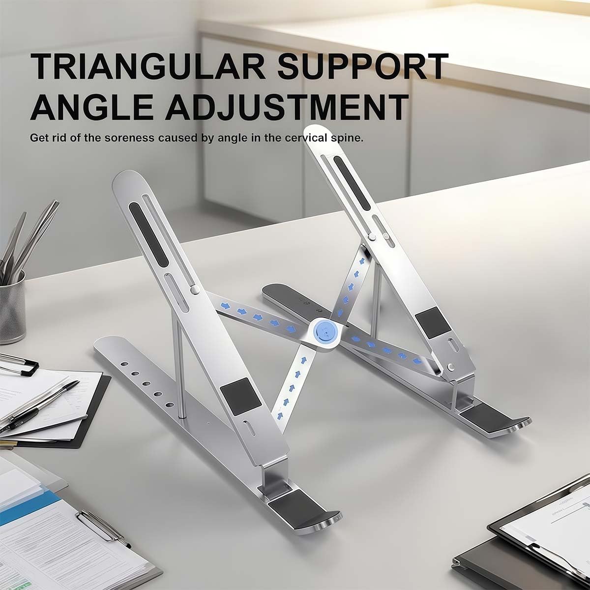 Foldable Laptop Stand with Aluminum Alloy Construction Portable Notebook Holder with Adjustable Height Ergonomic Computer Stand for Office — view 4