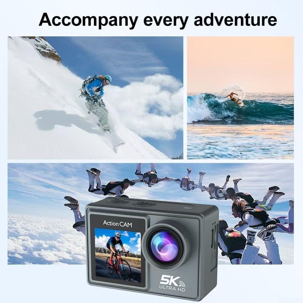 Pour caméra d'action 5K 30FPS Dual Screen 30M étanche pour