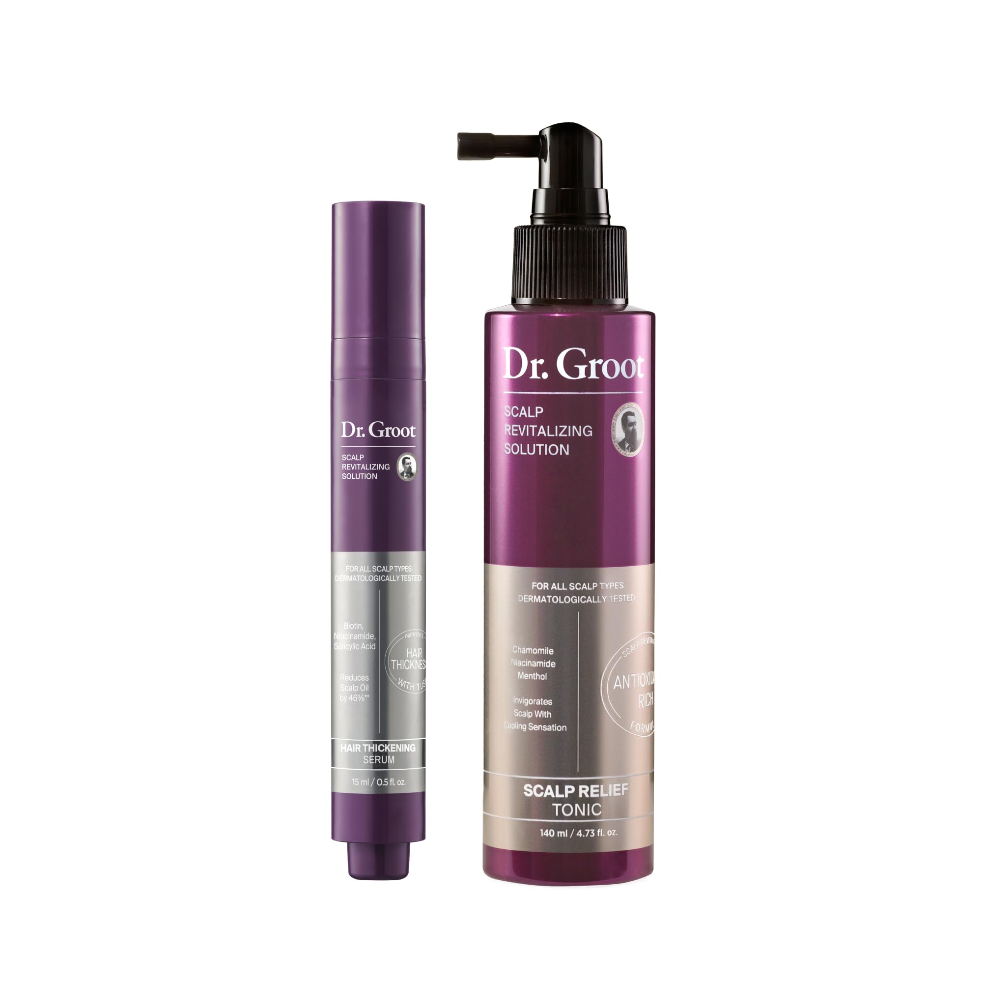 Dr. GrootThickening Scalp Serum and Calming Tonic Set for Hair Loss – Clinical Results with Biotin and Rosemary for Hair Thinning, Shedding, Scalp Repair and Treatment