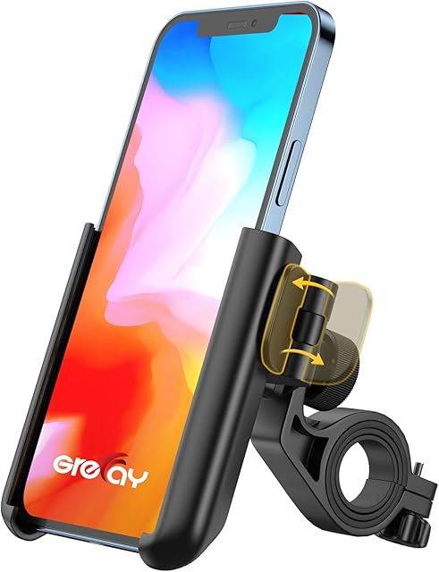 GREFAY Bike Phone Mount Motorcycle Phone Holder 1S Quick Release Bicycle Phone Clamp with 360 Rotation for iPhone 14 13 12 11 Pro Max Plus Mini, Xs XR X, Samsung S22, 4.0-7.0 Cellphone