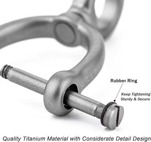 Miniatura 5 de TISUR Anillos en D giratorios de titanio con grillete de tornillo, herradura en forma de U, llavero DIY con eslabones rotados de cuero para