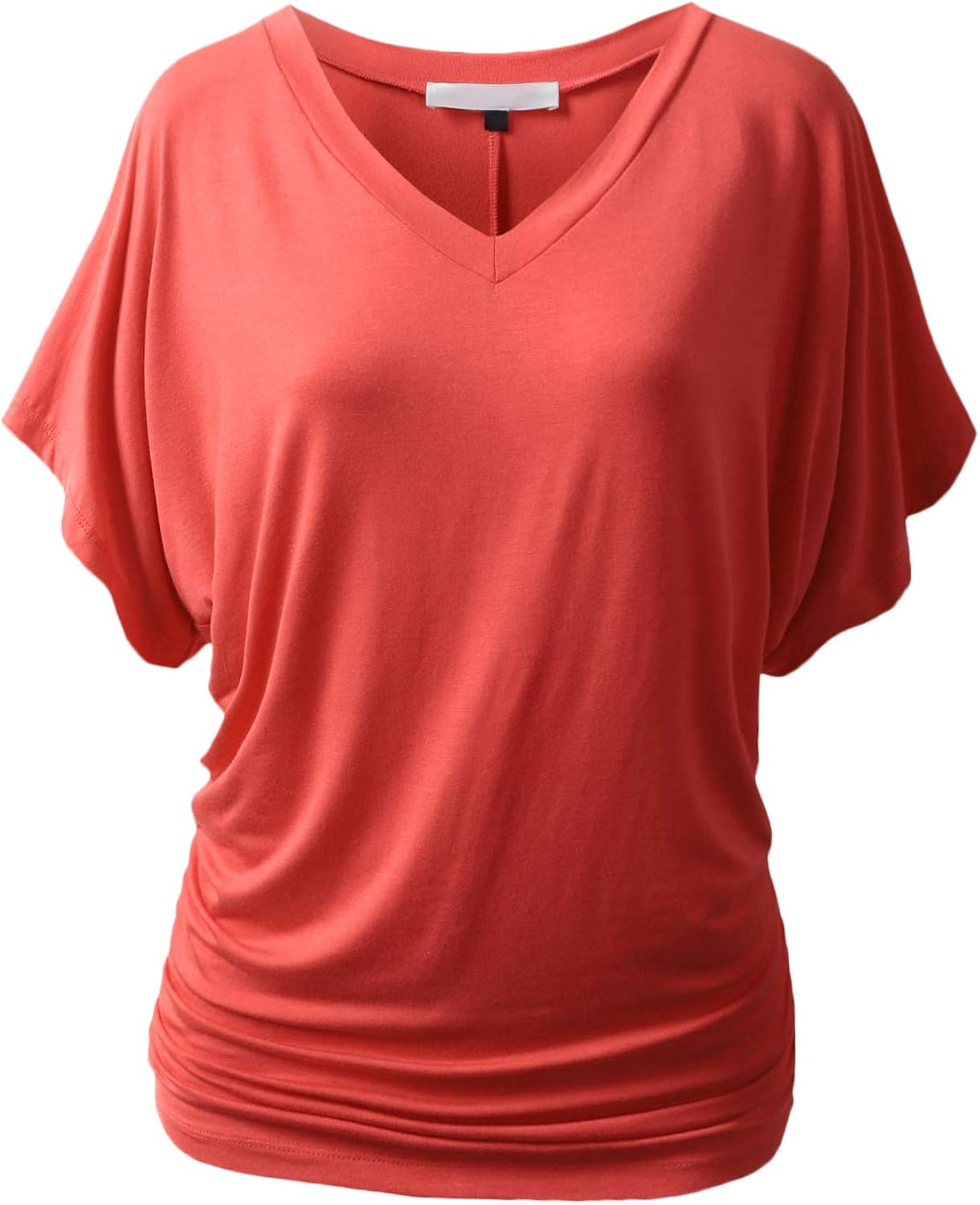 URBANCLEO Womens Dolman Sleeve Top Boatneck Drape Shirts Small Awts055_awts080_coral