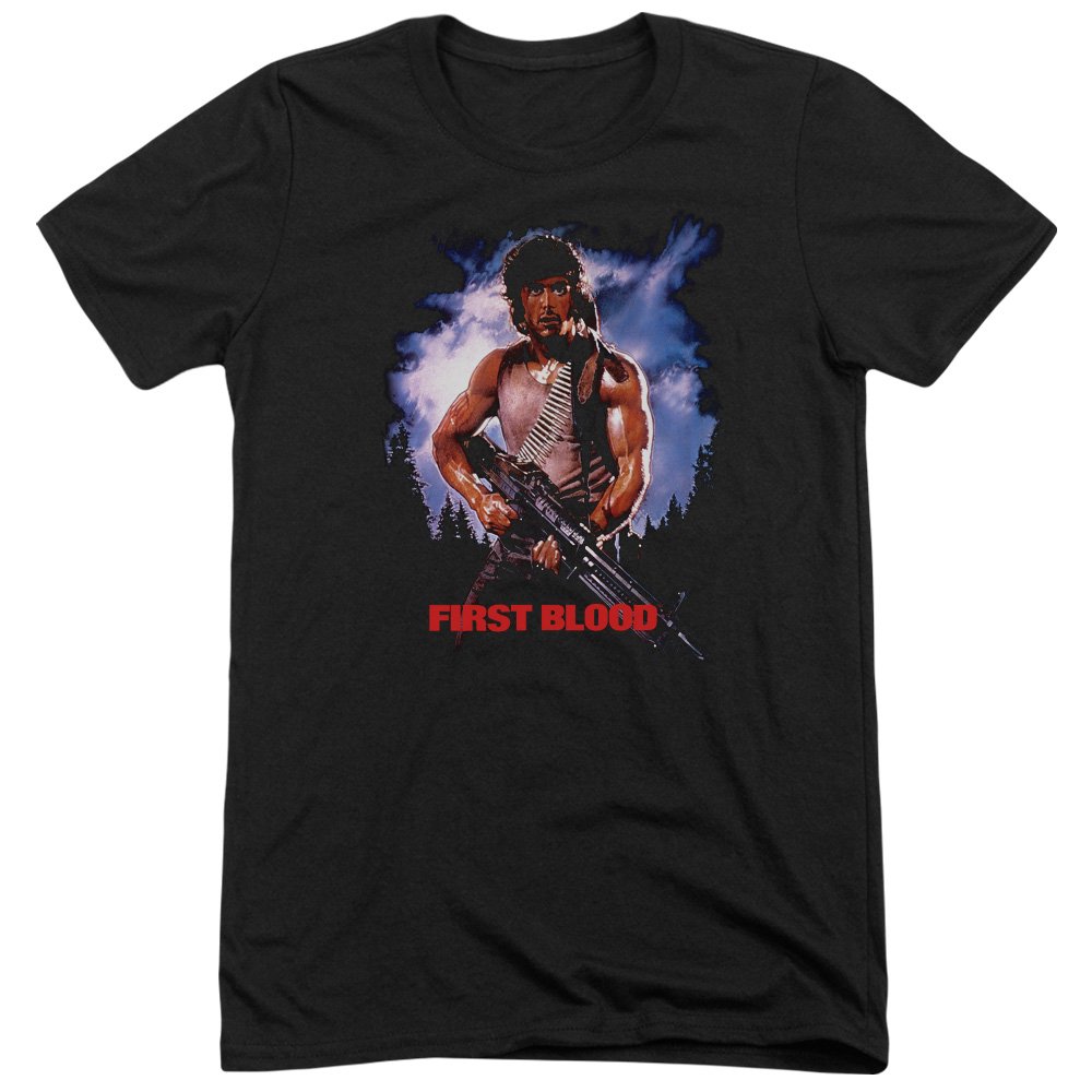 Rambo: First Blood Poster Mens Tri-Blend Short Sleeve Shirt BLACK LG
