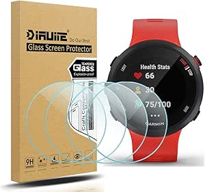 IDaPro - Kit De 4 Protections D'écran Verre Trempé 9H + Bouchons Silicone Pour Garmin Forerunner 55/45/45S