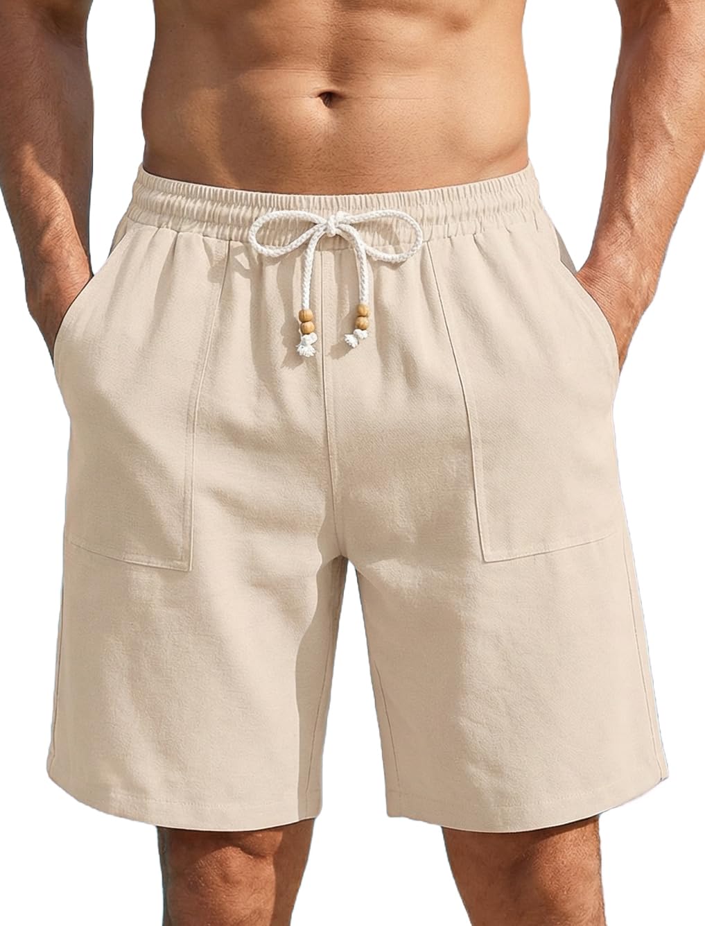 COOFANDY Kurze Hosen Herren Sommer Leicht Leinenoptik Shorts Freizeit Holiday Atmungsaktive Short mit Taschen