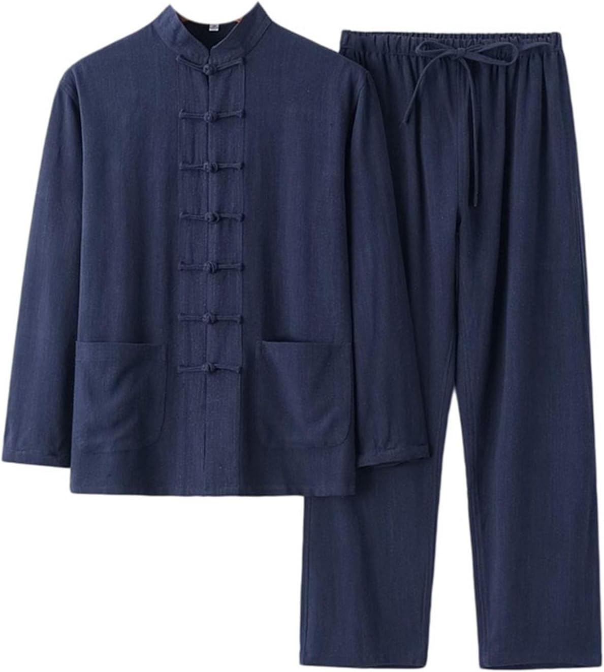 Men's Mandarin Collar Cotton Linen Tai Chi Suit Zen Meditation Wear