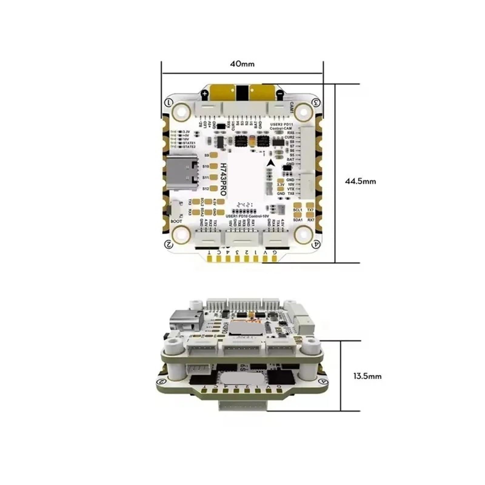Compatibile con Drone 30x30 Flight Controller Stack 32Bit con 55A 4in1 ESC Plug & Play, Sistema di volo for O4(G55M 55A AM32 ESC)