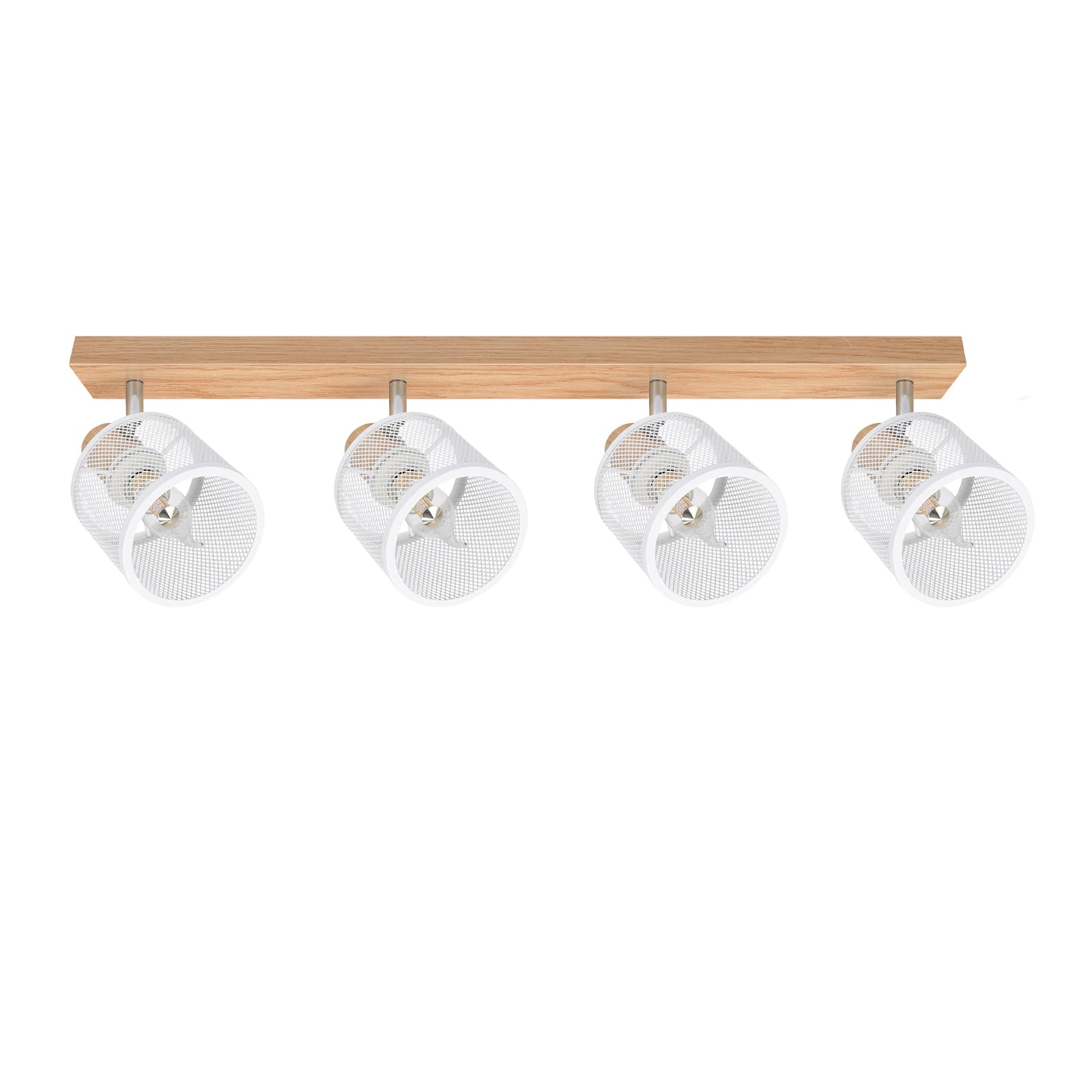 Deckenstrahler 4 Flammig Deckenleuchte Holz - Deckenlampe Vintage | Wohnzimmer Weiß Strahler Schwenkbar E14 Deckenspot Spots Flur Schlafzimmer Küche Esszimmer-Ohne Leuchtmittel