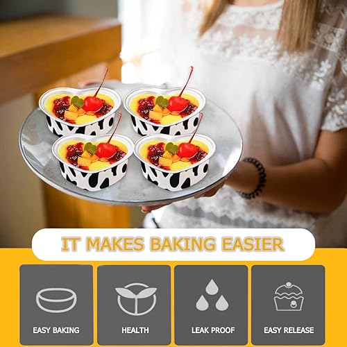 Miniatura 4 de DOERDO - Juego de 20 moldes para pasteles de corazón con tapas, mini sartenes desechables de aluminio para cupcakes de corazón y 10 cucharadas para