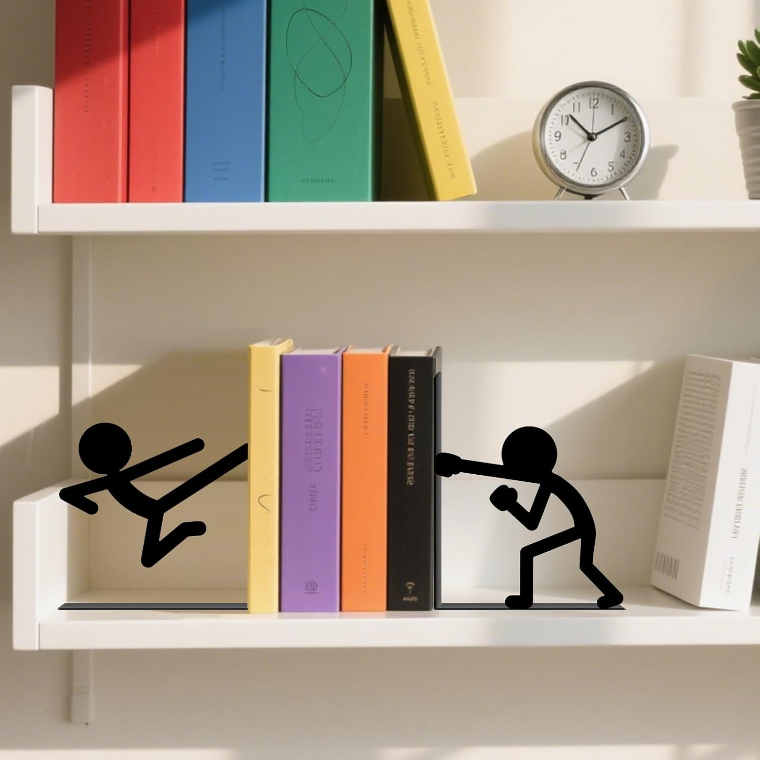 Metal Bookends Martial Arts People Bookends Decorative Cute Book Ends for Shelves Bookshelf Reading Decor Bookshelf Decor Space-Saving Desk Organizer for Book Lovers Gift