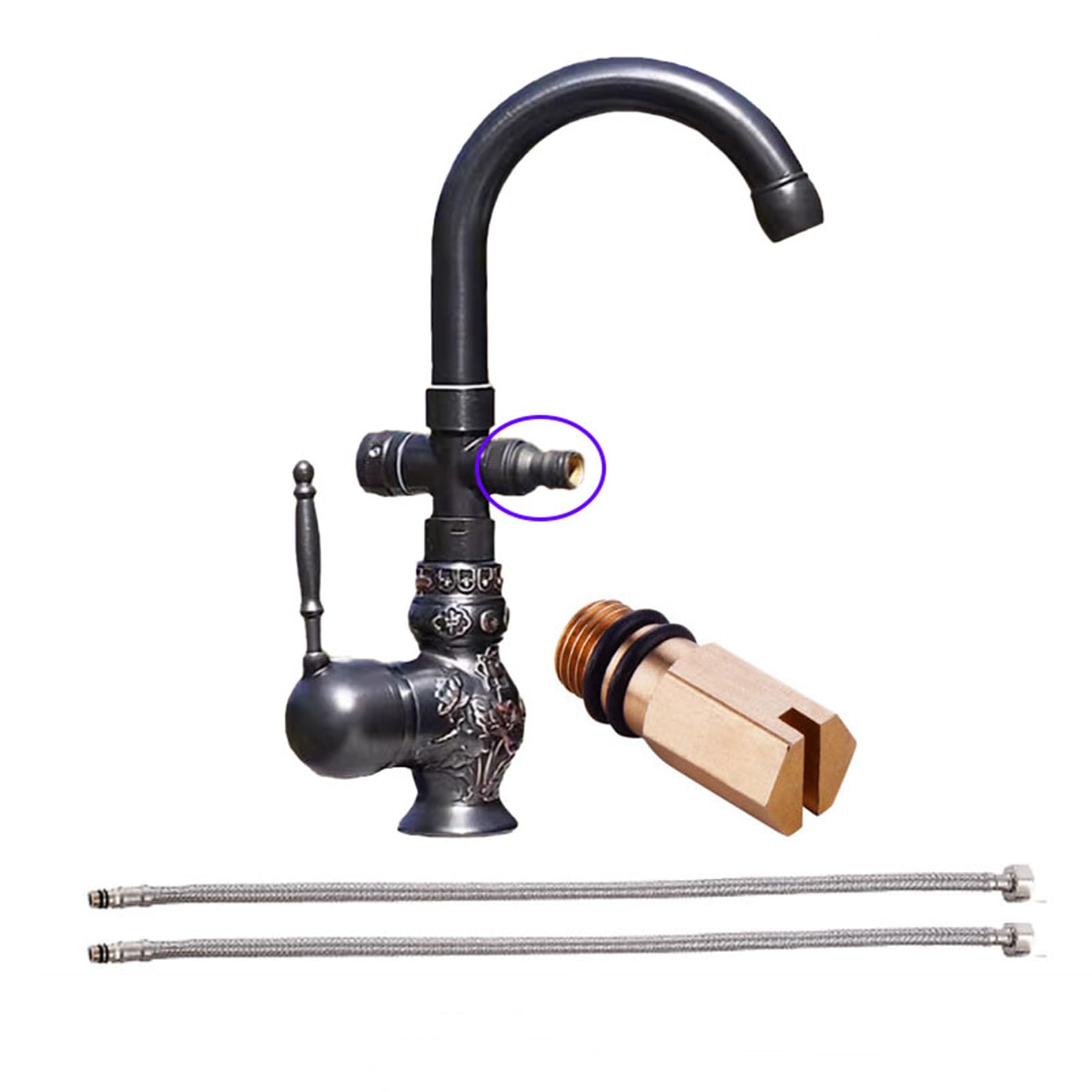 Grifo Doble Salida Grifo con conector De 1/2 Pulgadas Grifos para Lavadora Un Solo Orificio Manija Única,Antigüedad