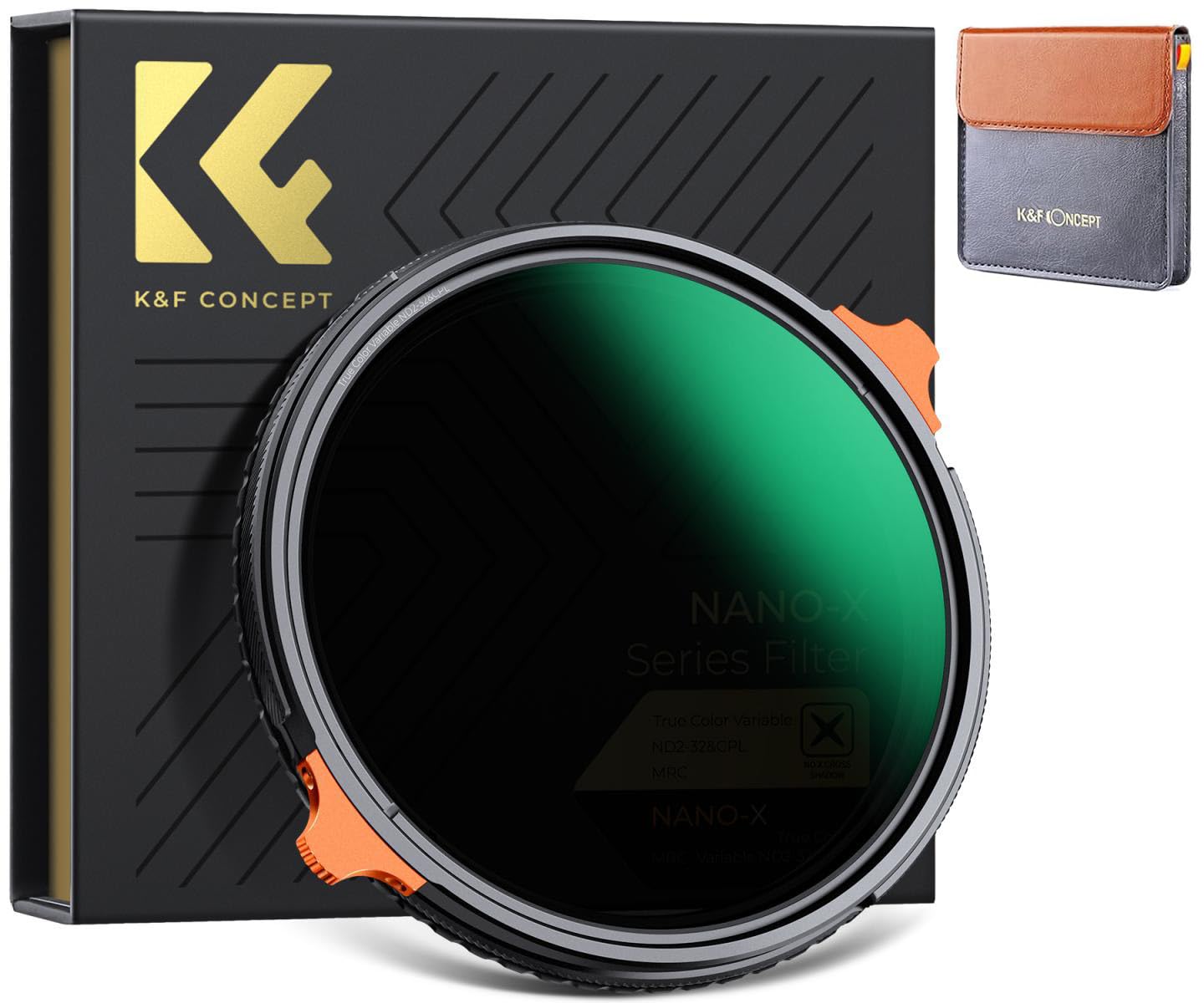 K&F Concept True Color ND2-32 + CPL | 1-5 Stops High Definition Nano X Series Variable ND VND Filter | No X Black Cross, Waterproof Scratch Resistant Anti-Reflection | Titanium Coating + Case | 72mm