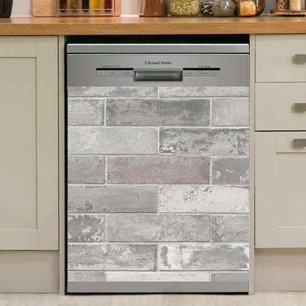Old Brick Texture Dishwasher Magnet Cover, Kitchen Decorative Magnets Refrigerator Wrap Front Door Stickers, Home Appliances Decals 23inch W x 26inch H