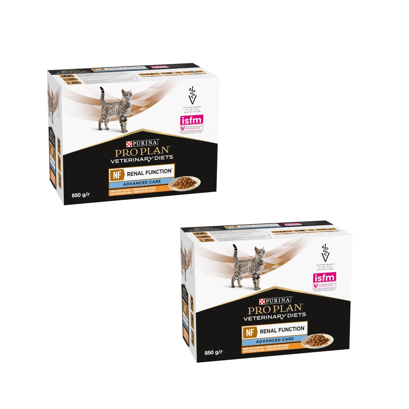 PURINA PRO PLAN Veterinary Diets NF Renal Function Advanced Care Pollo, pack doble, 2 x 10 x 85 g, pienso dietético para gatos adultos en bolsa fresca