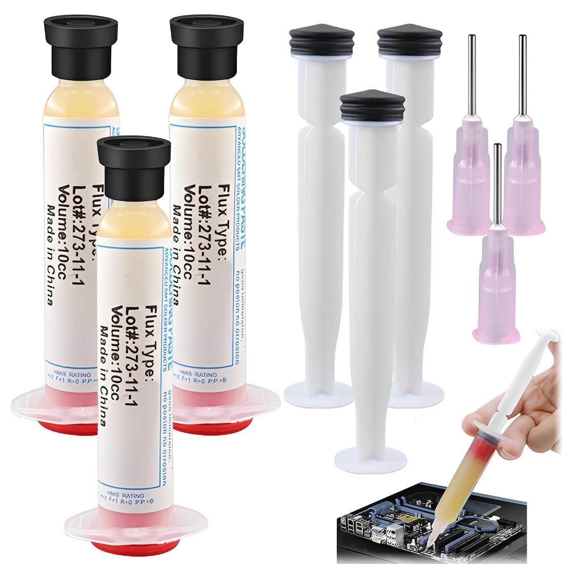 3 unidades Estaño para soldar electrónica sin plomo – Flux para soldar estaño –10g Pasta soldar estaño, fácil aplicación, 271º, Pasta de soldadura electrónica (B)