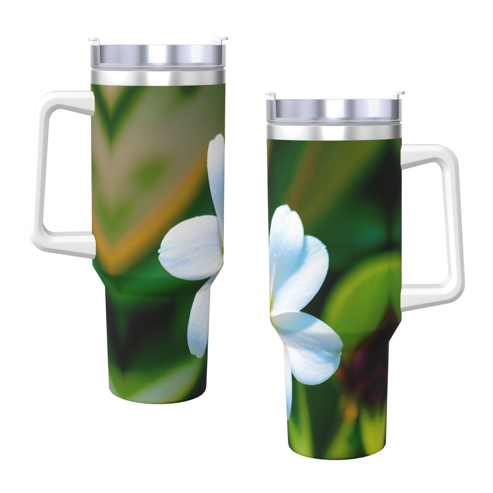 Hawaii Flower 1 Wasserflasche aus Edelstahl, doppelwandig, isoliert, mit Griff und Strohhalm-Deckel, 1,2 l