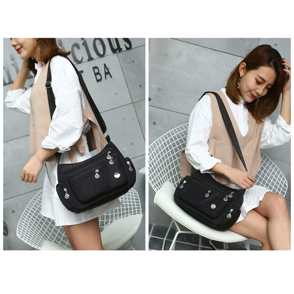 Koowaa Sac à Bandoulière Décontracté Multi-Poches Pour Femmes - Grande Capacité, Nylon Imperméable, Idéal Shopping, Voyages Et Usage Quotidien