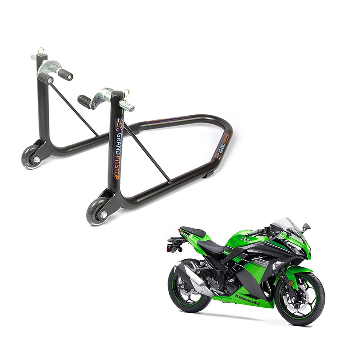 Grand Pitstop Stainless Steel Front Paddock Stand Non-Dismantable for Ninja (Black)