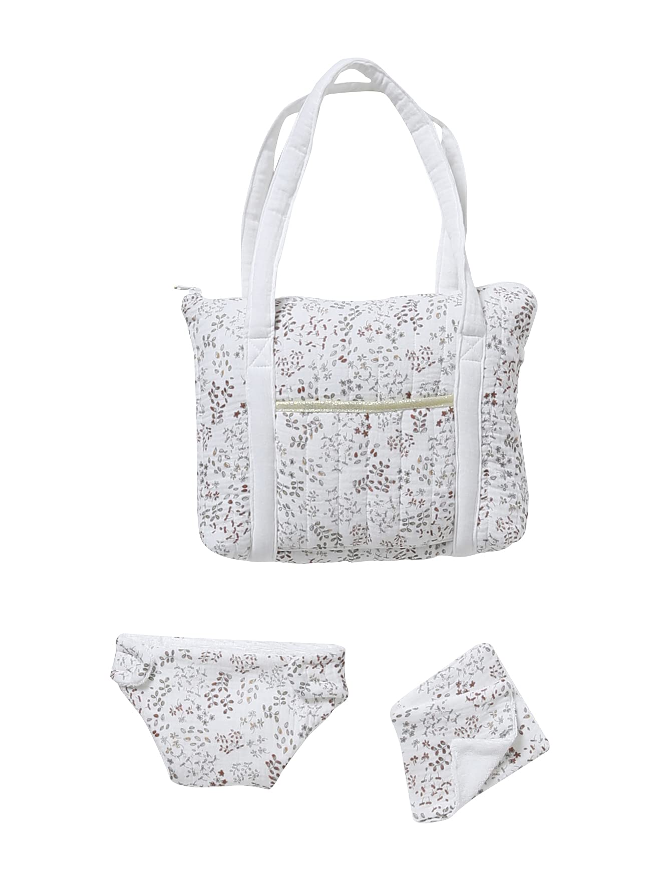 Vertbaudet Wickeltasche aus Baumwollgaze, Flora, mehrfarbig, TU, Rosa, Einheitsgröße