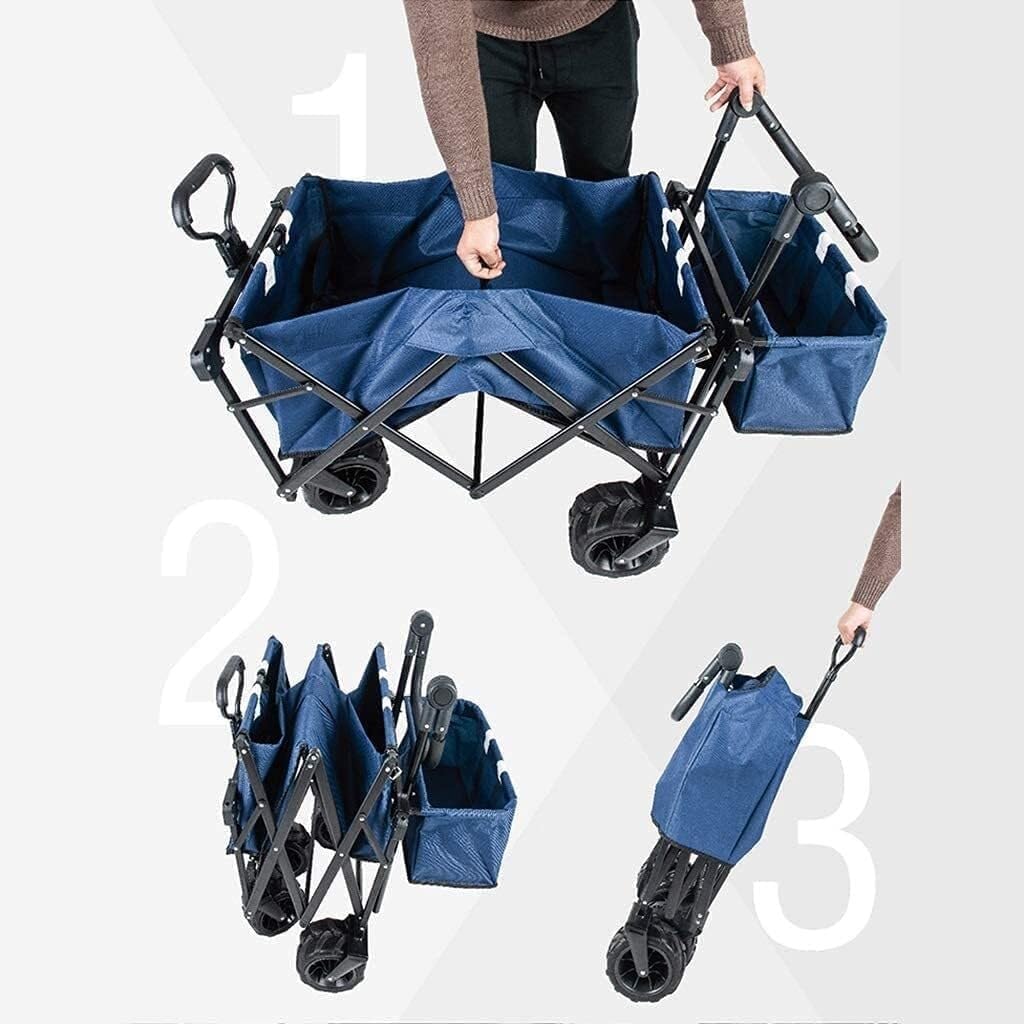 Outdoor Folding Utility Wagon with Adjustable Handle, Large Capacity Garden Cart, Portable Camping Trolley 85kg Load(Style 5)