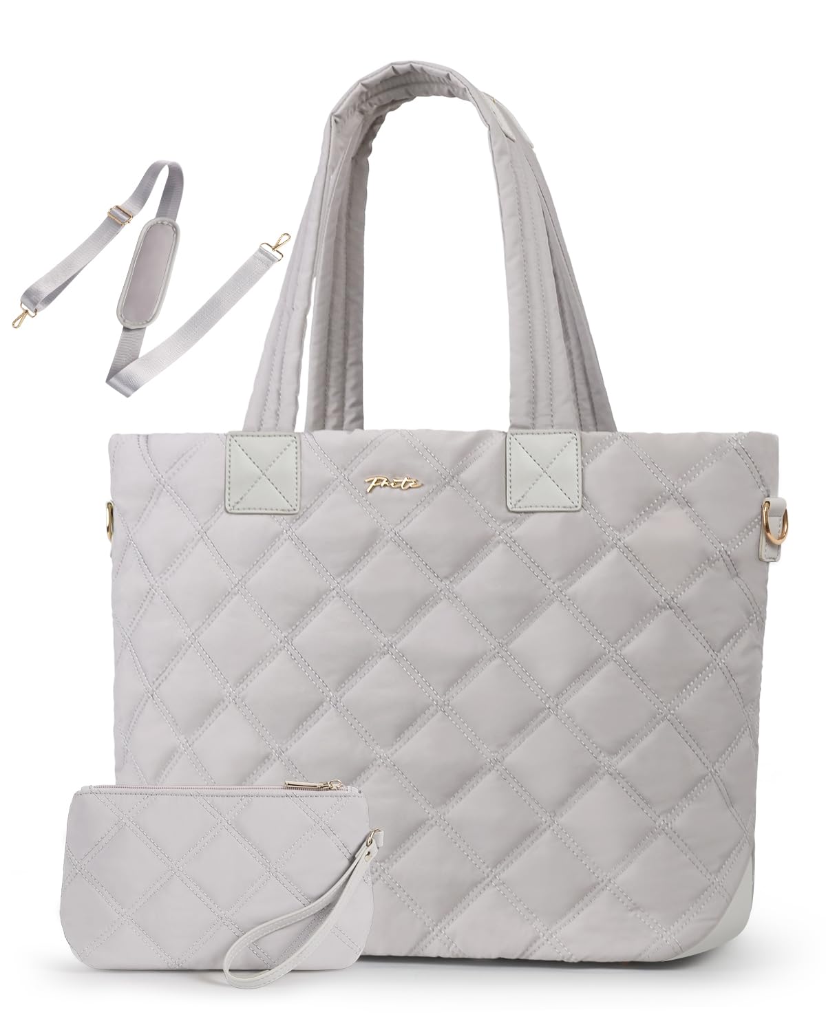 Prite Tote Bag for Women Lightweight Puffer Tote with Compartment Quilted Work Bag