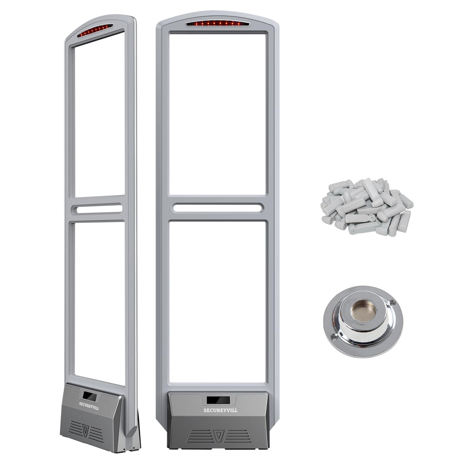 Retail Security Tags Tower, AM 58kHz EAS Security Gates with Complete 100pcs Tag Kit for Supermarkets, Clothing Stores & Department Stores, Grey