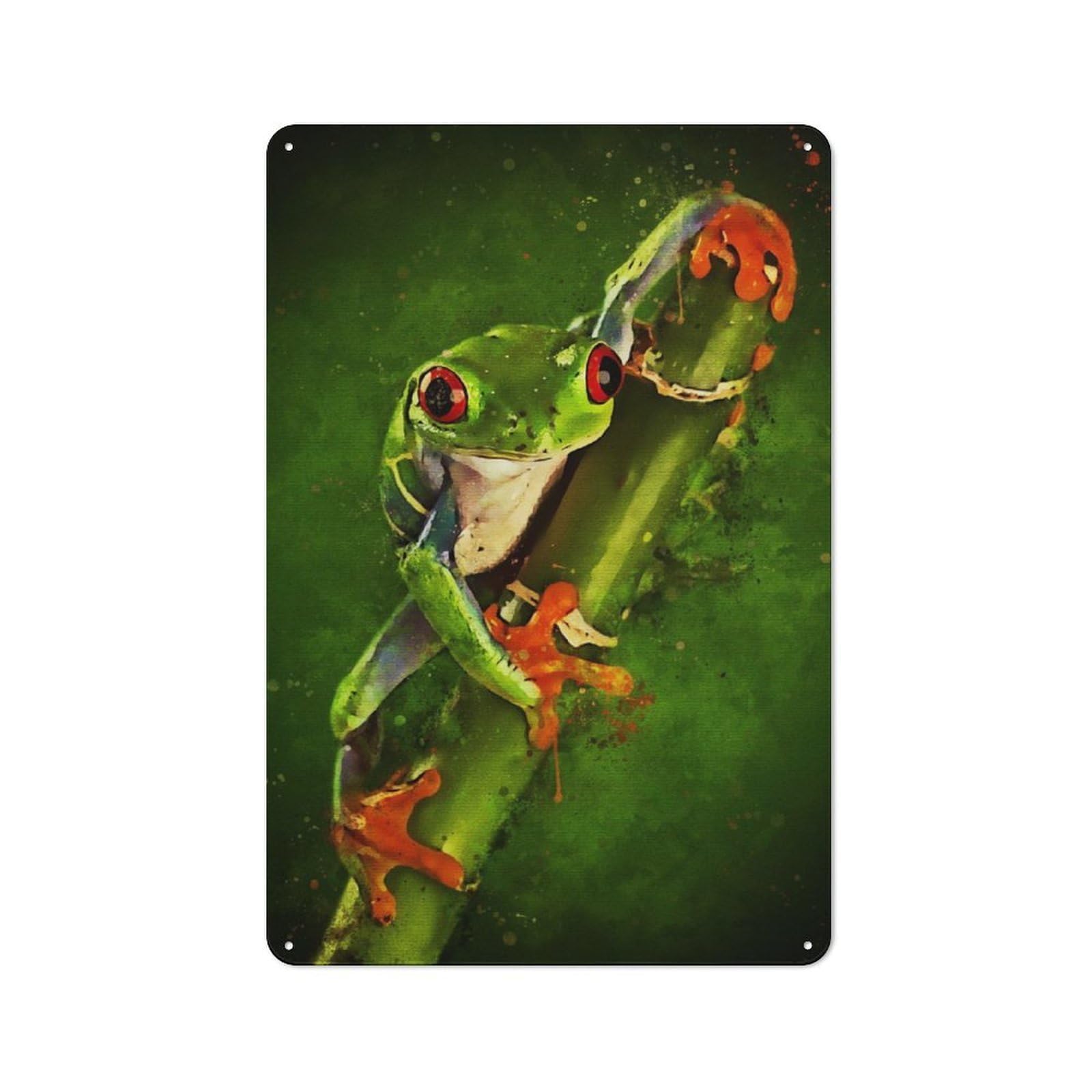 Junmoney Frog Watercolor 30X20cm Retro Printed Metal Sign With For Workshop Wall, For Vintage Wall Decor Fans, For Themed Room Decoration