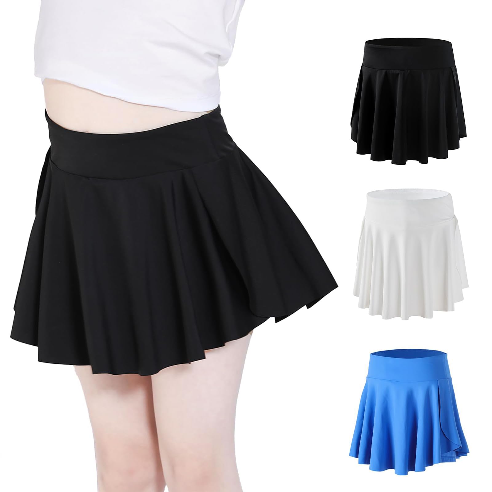Falda pantalón para niñas con bolsillo seguro para guardar pelotas de tenis 8