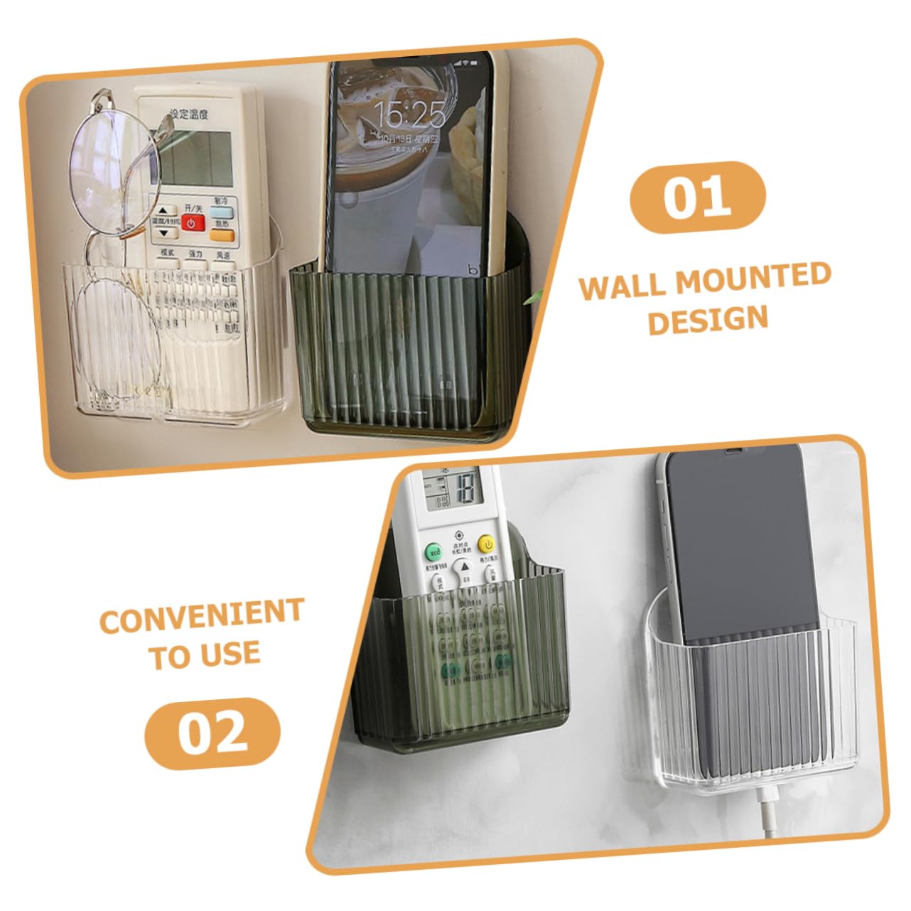 Alipis 8stücke Organizer Box Für Fernbedienungen Und Handy-ladegeräte Transparente Aufbewahrungsbox Ohne Bohren Für Schlafzimmer Büro Und Wohnzimmer