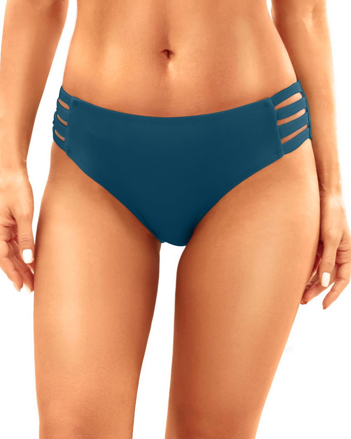 Zmart Women Strappy Bikini Bottoms Full Coverage Bathing Suit Swim Low Rise Cutout Swimsuit Bottom