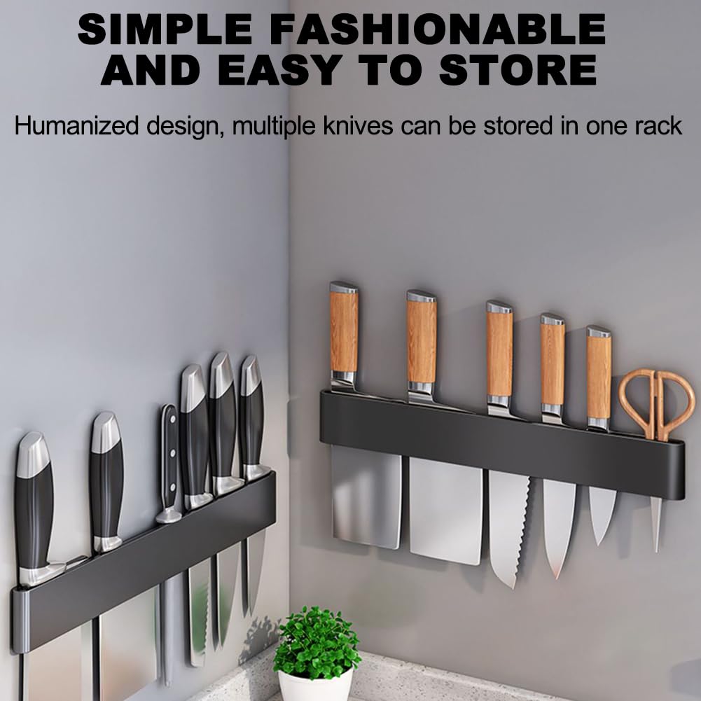 Edelstahlmagnetmesserhalter Mit Extra Starker Magnetmesserhalterstreifen, No-Punch-Einfache Installation Magnetmesserhalter Für Schwere Messer, Grau,40cm