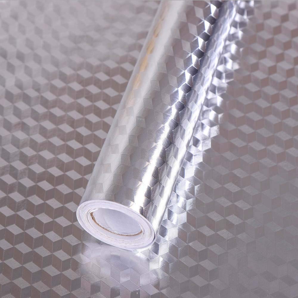 LinXi Kitchen Backsplash Wallpaper Peel and Stick Aluminum Foil Contact Paper Self Adhesive Oil-Proof Heat Resistant Wall Sticker for Home/Kitchen/Bathroom (Diamond)