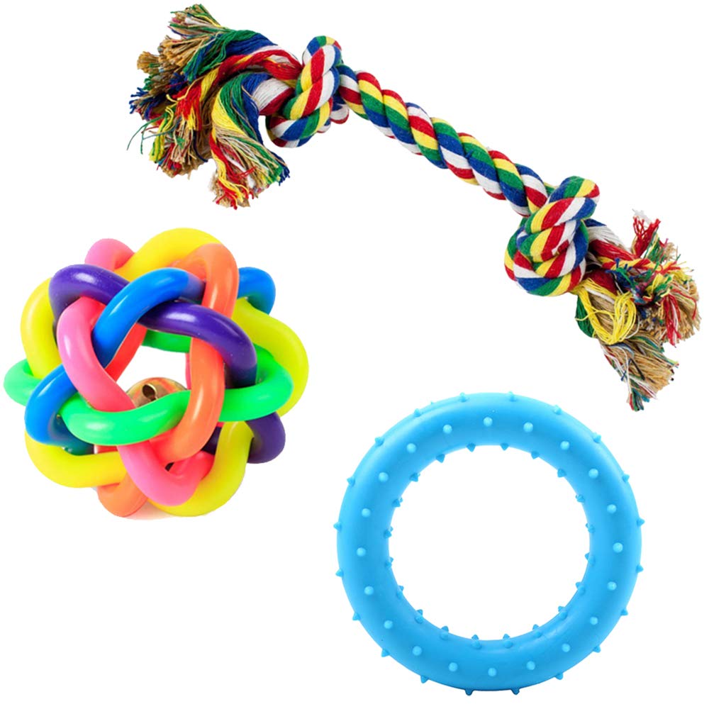 PetVogue Rope Toys for Dogs, Puppy Chew Teething Rope Toys Set of 3 Durable Cotton Dog Toys for Playing and Teeth Cleaning Training Toy 3 in1 Pack of 3 Toys (Color May Vary) (B08NTGWK3V) Amazon Price History, Amazon Price Tracker