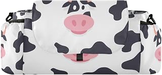Kigai Universal Baby Stroller Organizer, Cow Bull Detachable Stroller Caddy Accessories Bag with Insulated Cup Holder and Adjustable Straps for Diaper, Phone, Toys