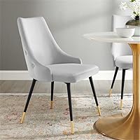 Vista 20 de Modway EEI-3907-GRY Adorn - Silla auxiliar de comedor de terciopelo copetudo, color gris