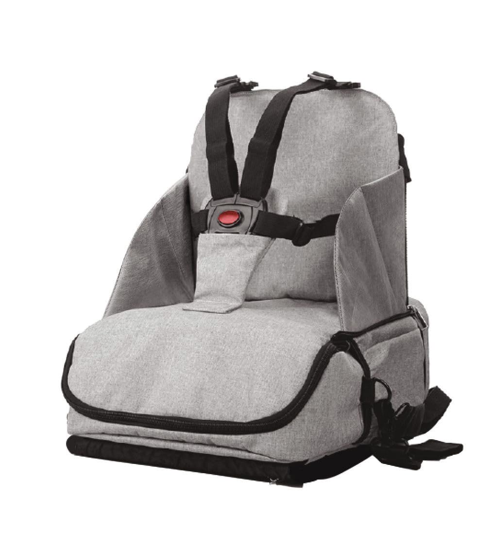 dBb Remond Rehausseur Chaise Bébé Nomade Pliable Avec Sac Transport - Chaise Portable Universelle - Repas Enfant 6 Mois À 3 Ans - Harnais 5 Points Sécurisés - Rangements Astucieux - Coloris Gris