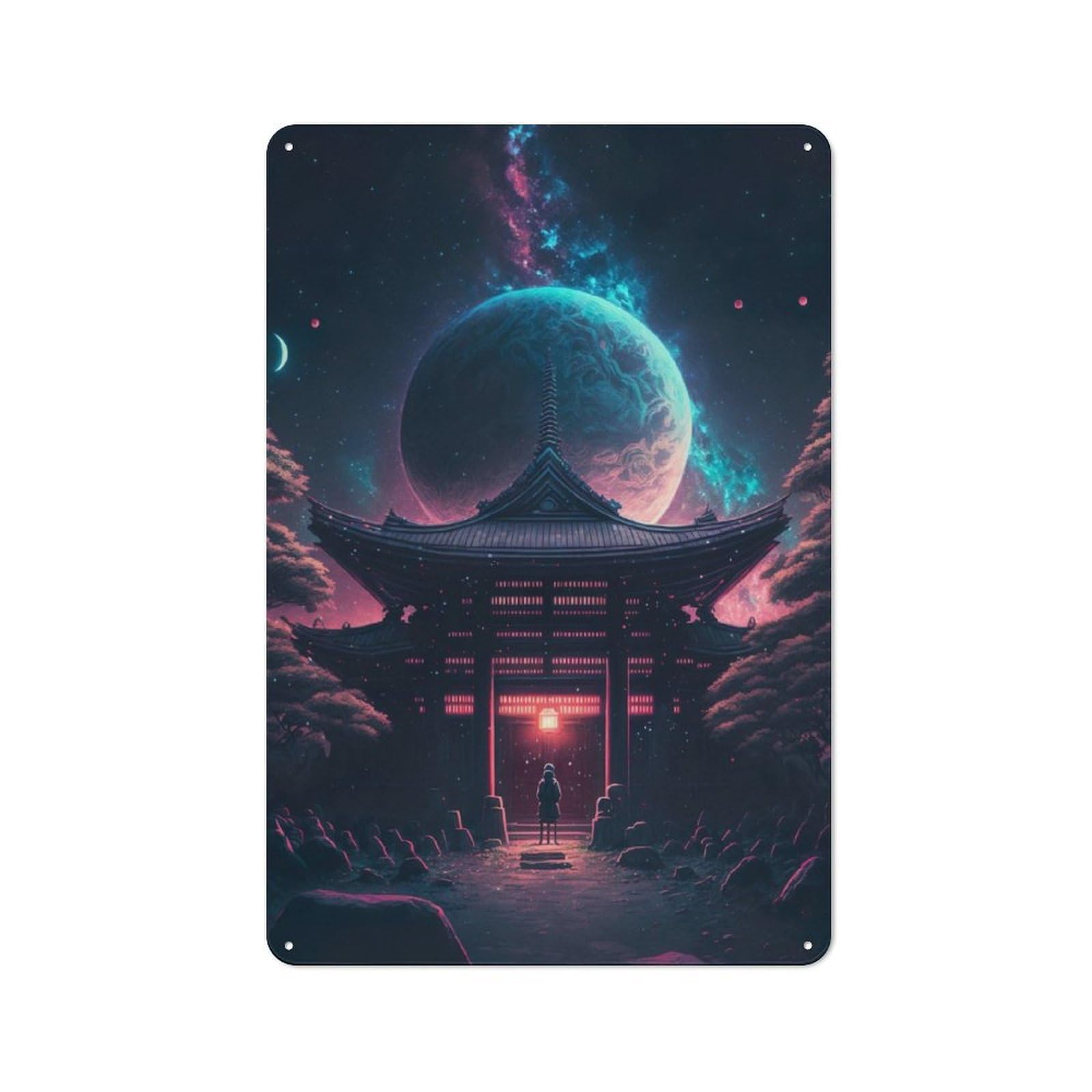 Junmoney Cosmic Entrance Tin Sign 30X20cm For Workshop Wall, Retro Wall Decor, Suited To Metal Sign Collectors