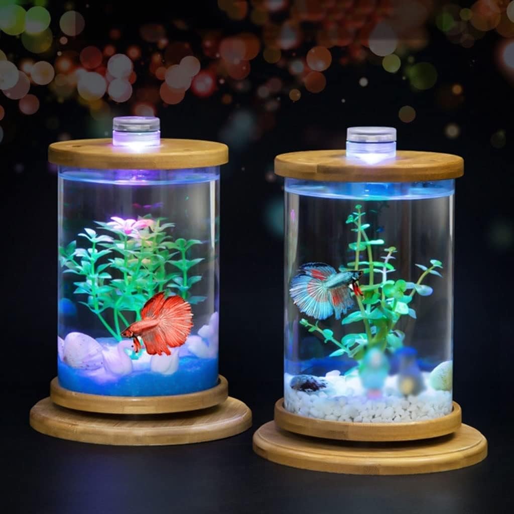 Fish Tank Creative Rotatable Desktop Fish Tank Transparent Glass Small Decorative Fish Tank Office Home Ecological Bottle Glass Fish Tank