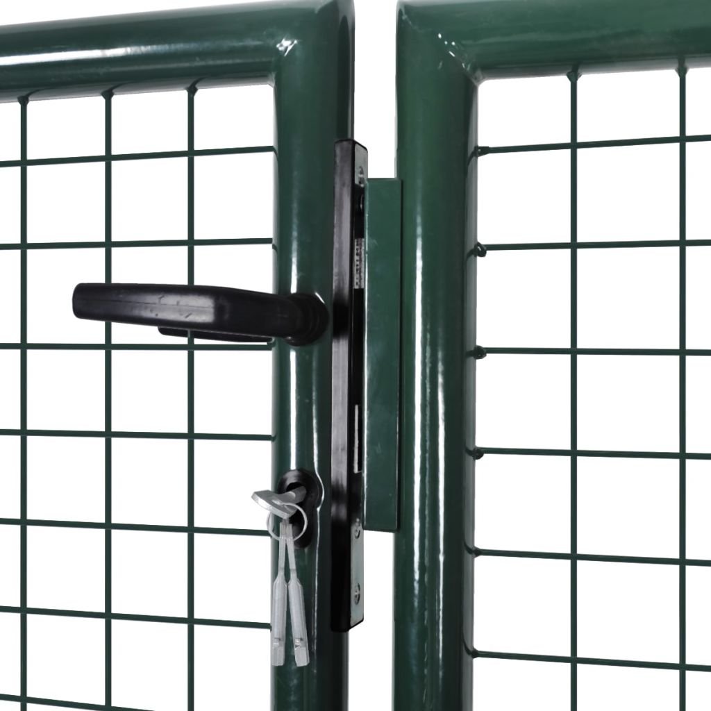 IKAYAA Cancello da Giardino Cancello Doppio Cancello per Recinzione a Doppia Cancello da Giardino per Recinzione con Manico, Serratura e 3 Chiavi in Acciaio zincato-306 x 150 cm