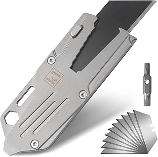 Multitool knife, EDC Keychain Knife with Bottle Opener, Pocket Box Cutter Utility Knife, Wrench, Pry Bar Tool, Ruler, Screwdriver, Extra 10 Razor Blades and Small Hex Bit, Multi Tool for Men