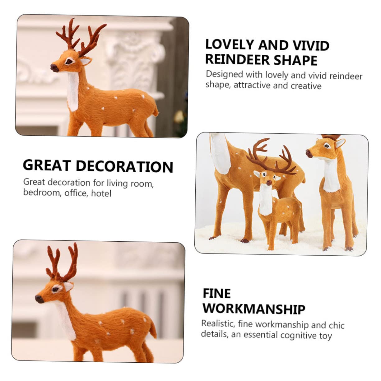 PRETYZOOM 6piezas Decoración Navideña De Ciervo De Peluche De Reindeer Simulación para Niño Niña Adorable Adorno De Navidad