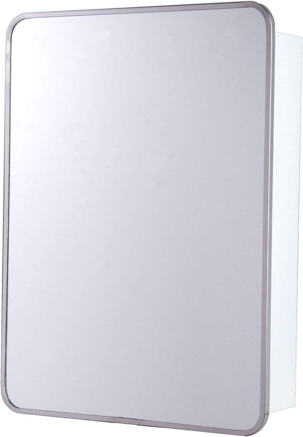 Ketcham Medicine Cabinets 105RSWT LH - 16" W x 22" H Round Corner Series Surface Mounted Bright Annealed Stainless Steel Framed Mirror Medicine Cabinet