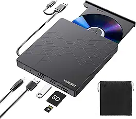 Unidade Externa de DVD/CD USB 3.0 Tipo C, Gravador e Leitor ROM +/-RW Com Adaptador Para Laptop, PC, Desktop, Compatível Com Mac Windows Linux