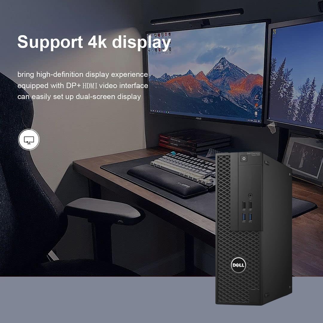 Dell Precision 3420 SFF Ordinateur de Bureau, Intel Core i5-7600T, 8 Go de RAM, SSD de 256 Go, Bluetooth & Wi-FI, Clavier américain (QWERTY), Windows 11 Pro (Reconditionné)