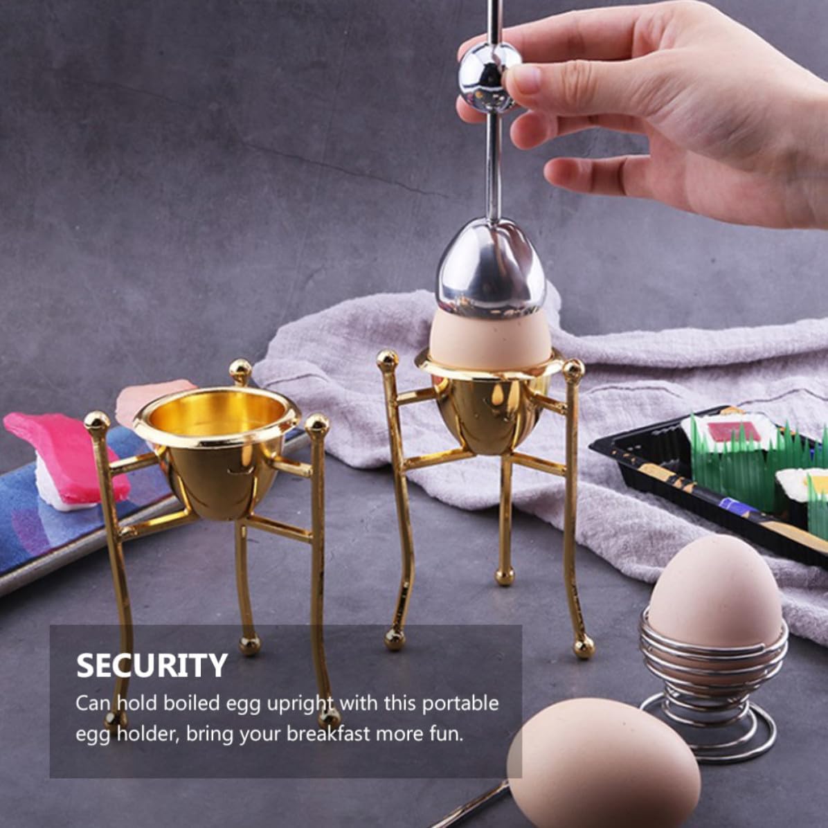 Golden Copper Triangle Egg Cup Holder for Boiled Eggs Portable